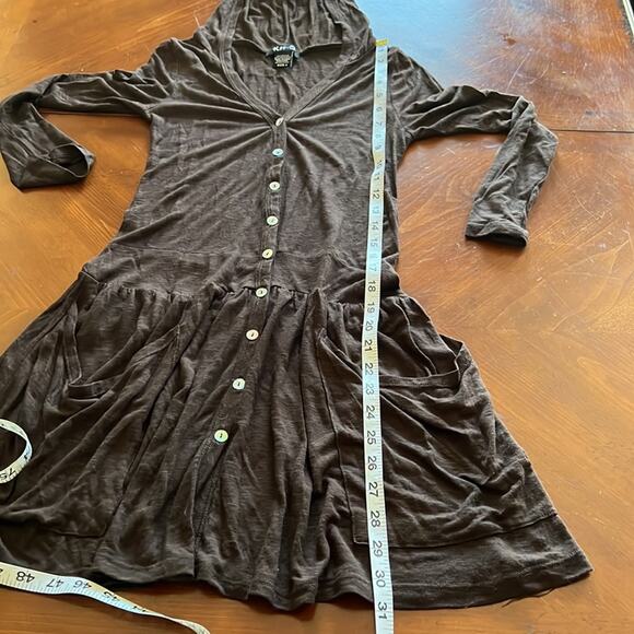 Mar-Q Brown Lightweight Knit Dress with Hood Junior Size Small Pockets - Picture 8 of 8